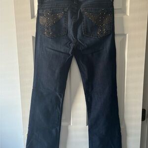 Dark Blue Jeans with Embellished Pockets